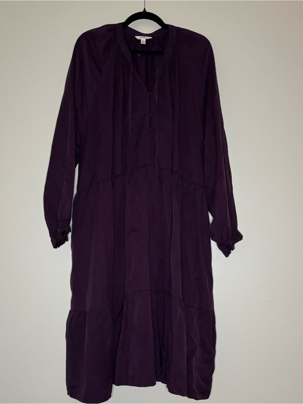 NWOT Terra & Sky Women’s Deep Plum Tiered Long Sleeve Dress Size 4X